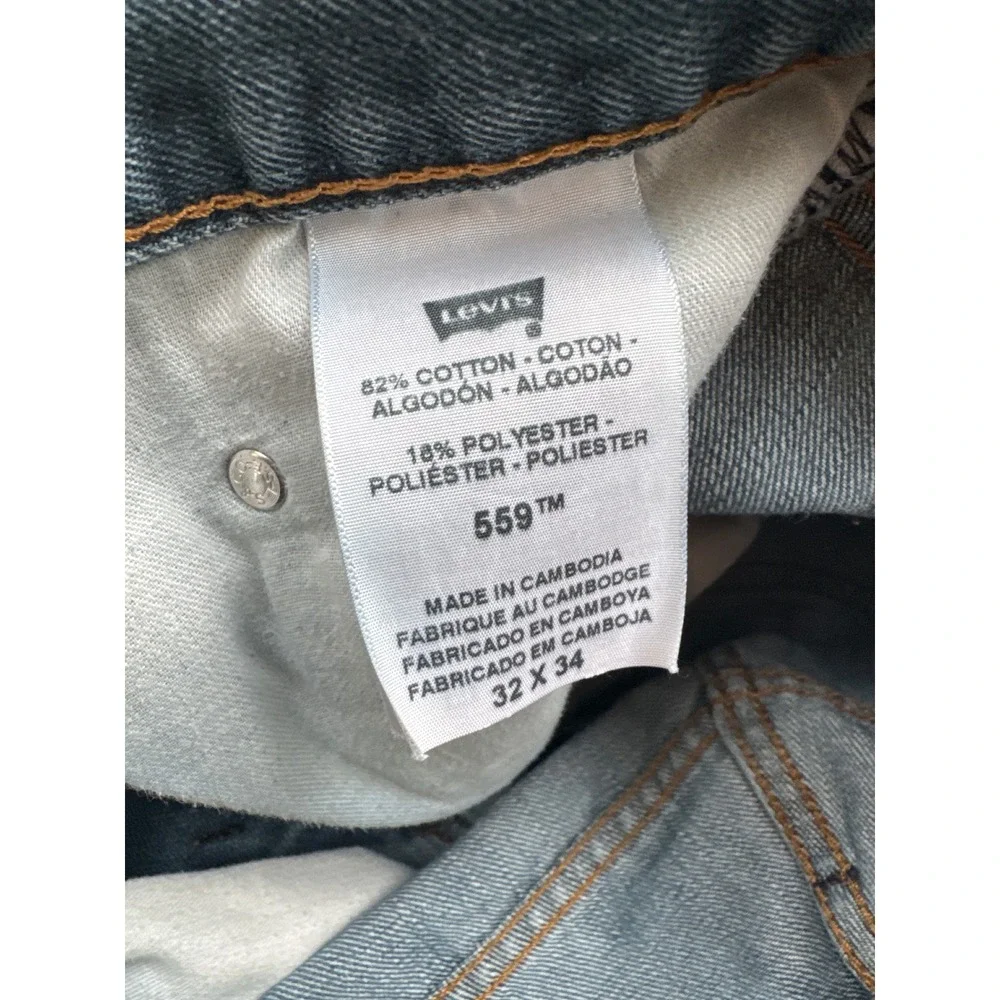 Levis 559 Mens Relaxed Straight Leg Jeans Medium Wash Blue Denim 33x34
